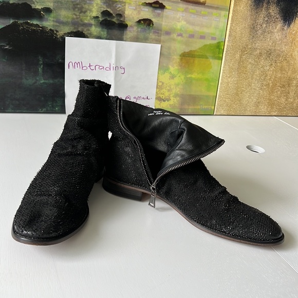 ??John Varvatos handmade in Italy cutout black leather 14M black Chelsea boot?? main image 16